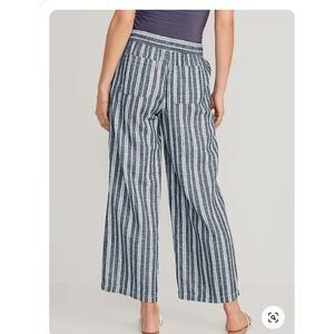 Old Navy High-Waisted Linen-Blend Wide-Leg M Pant‎ Navy/White SOLD OUT IN STORES